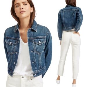 Everlane Shrunken Denim Jacket Cropped Jean Jacket Medium Blue